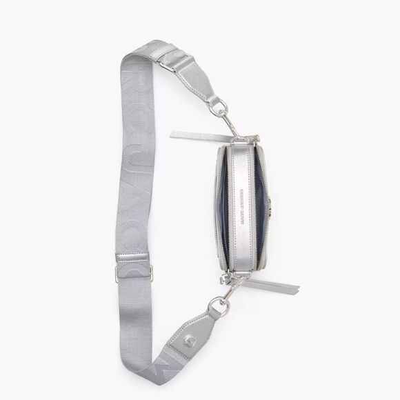 Marc Jacobs Metallic Silver Saffiano Leather Snapshot Camera Crossbody Bag Ex++ - Picture 6 of 8